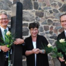 2019 Brandenburgisches Sommerkonzert, die Solisten mit der Kirchenperle Ingrid, umringt von Rosen